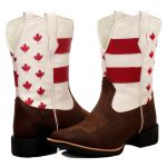 Bota Texana Country Couro Legítimo Solado Borracha Bico Quadrado 
