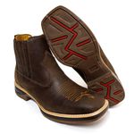 Botina Masculina Couro Legítimo Mustang Café Bico Quadrado Solado Jump 