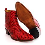 Bota Country Feminina Cano Curto Couro Legítimo Bovino Anaconda Vermelho