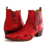 Bota Country Feminina Cano Curto Couro Legítimo Bovino Anaconda Vermelho
