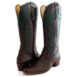Bota Texana Feminina Country Couro Legítimo Bovino Floater Chocolate Bordado Estrela