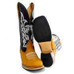 Bota Texana Masculina Couro Legítimo Bovino Látego Preto Nobuck Castor Salto Carrapeta
