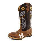 Bota Texana Masculina Couro Legítimo Bovino Crazy Horse Sela e Floater Café Solado Couro Reto