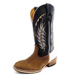 Bota Texana Masculina Couro Legítimo Látego Preto e Branco e Crazy Horse Café Bordado Raio Salto Carrapeta 