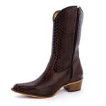 Bota Texana Feminina Cano Médio Couro Legítimo Bovino Anaconda Nescau