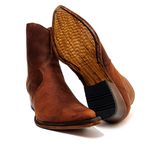 Botina Country Masculina Bico Fino Couro Bovino Legítimo Crazy Horse Sela Com Zíper Solado Vira Inteira