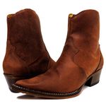 Botina Country Masculina Bico Fino Couro Bovino Legítimo Crazy Horse Sela Com Zíper Solado Vira Inteira