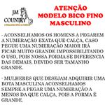 Botina Country Masculina Bico Fino Couro Legítimo Bovino Legítimo Pelo Holandês Caramelo Solado Branco