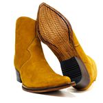 Botina Country Masculina Bico Fino Couro Legítimo Bovino Legítimo Nobuck Castor Com Zíper