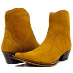 Botina Country Masculina Bico Fino Couro Legítimo Bovino Legítimo Nobuck Castor Com Zíper