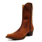 Bota Texana Feminina Cano Médio Couro Bovino Legítimo Crazy Horse Sela