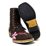 Bota Coturno Carrapeta Unissex Bico Quadrado Couro Legítimo Crazy Horse Café