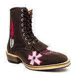 Bota Coturno Carrapeta Unissex Bico Quadrado Couro Legítimo Crazy Horse Café