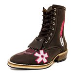 Bota Coturno Carrapeta Unissex Bico Quadrado Couro Legítimo Crazy Horse Café