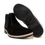 Botina Masculina Bico Quadrado Couro Bovino Legítimo Nobuck Preto