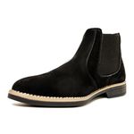 Botina Masculina Bico Quadrado Couro Bovino Legítimo Nobuck Preto