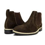 Botina Masculina Bico Quadrado Couro Bovino Legítimo Nobuck Café