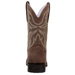 Bota Texana Masculina Bico Quadrado Couro Legítimo Crazy Horse Café Bordado Marfim