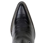 Bota Country Feminina Cano Médio Bico Fino Couro Legítimo Soft Preto Com Strass