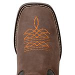 Bota Texana Masculina Bico Quadrado Couro Legítimo Crazy Horse Café / Fóssil Verde Bordado Raio