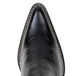 Bota Country Feminina Cano Médio Bico Fino Couro Legítimo Soft Preto Detalhes Em Bordado