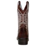 Bota Texana Masculina Bico Quadrado Couro Legítimo Fóssil Café Bordado Raio Bico Redondo 