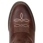 Bota Texana Masculina Bico Quadrado Couro Legítimo Fóssil Café Bordado Raio Bico Redondo 