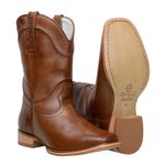 Bota Texana Masculina Bico Quadrado Couro Legítimo Látego Pinhão