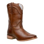 Bota Texana Masculina Bico Quadrado Couro Legítimo Látego Pinhão