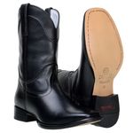 Bota Texana Masculina Bico Quadrado Couro Legítimo Látego Preto 