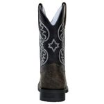 Bota Texana Masculina Bico Quadrado Couro Legítimo Búfalo Rato / Látego Preto Bordada