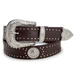 Cinto Feminino Em Couro Legitimo Látego Café Fivela 100% Metal Com Brilhante