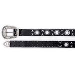 Cinto Feminino Em Couro Legitimo Látego Preto Em Argola 100% Metal E Strass