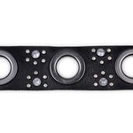 Cinto Feminino Em Couro Legitimo Látego Preto Em Argola 100% Metal E Strass