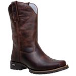 Bota Texana Masculina Bico Quadrado Couro Legítimo Fóssil Café