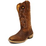 Bota Texana Masculina Couro Legítimo de Cabeça Original e Crazy Horse Sela Bordado Raio Salto Carrapeta