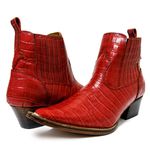 Botina Country Masculina Bico Fino Couro Bovino Legítimo Jacaré Cereja