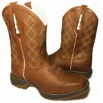 Bota Texana Masculina Cano Padrão Couro Legítimo Crazy Horse Sela Bordado Geométrico Solado Jump