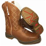 Bota Texana Masculina Cano Padrão Couro Legítimo Crazy Horse Sela Bordado Geométrico Solado Jump