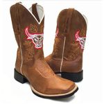 Bota Texana Masculina Cano Padrão Couro Legítimo Crazy Horse Sela Bordado Boi Solado Borracha 