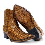 Botina Exótica Country Masculina Bico Fino Couro Jacaré Whisk JM Country Com Zíper
