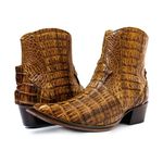 Botina Exótica Country Masculina Bico Fino Couro Jacaré Whisk JM Country Com Zíper