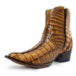 Botina Exótica Country Masculina Bico Fino Couro Jacaré Whisk JM Country Com Zíper