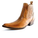 Botina Country Masculina Bico Fino Couro Bovino Látego Whisk Solado Vira Inteira