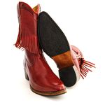 Bota Country Feminina de Franja Cano Médio Couro Bovino Legítimo Arraia Vinho