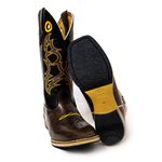 Bota Texana Masculina Couro Legítimo Bovino Tubarão Café e Látego Preto Raio