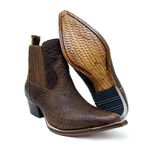Botina Country Masculina Bico Fino Couro Bovino Legítimo Elefante Café