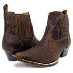 Botina Country Masculina Bico Fino Couro Bovino Legítimo Elefante Café