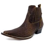Botina Country Masculina Bico Fino Couro Bovino Legítimo Elefante Café