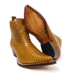 Botina Country Masculina Bico Fino Couro Bovino Legítimo Anaconda Nozes 